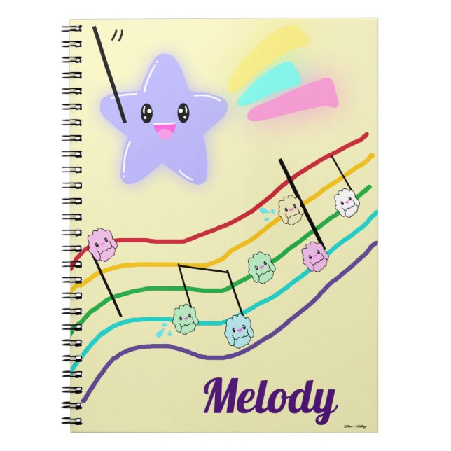 Caderno Espiral Nome Personalizado Notas de Música Animal Score Ka (Frente)