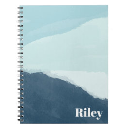 Caderno Espiral Nome Personalizado, Notebook Blue Watercolor