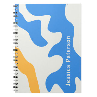 Caderno Espiral Nome Personalizado Orgânico Amarelo Azul Retroativ