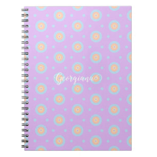 Caderno Espiral Nome Personalizado Pastel Cotovelo Arco-Íris Padrã