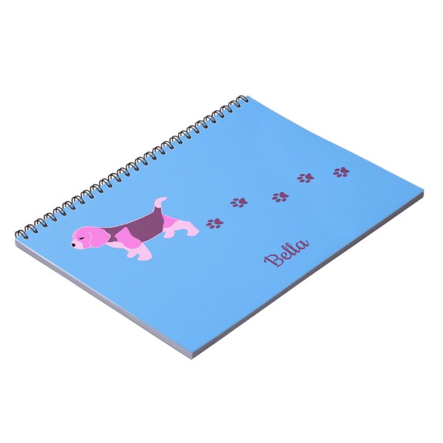 Caderno Espiral Nome personalizado Pawprint Pawprint Puppy Pawprin (Left Side)