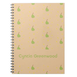 Caderno Espiral Nome personalizado Pera verde castanho