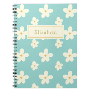 Caderno Espiral Nome Personalizado Personalizado Daisy Floral Cute