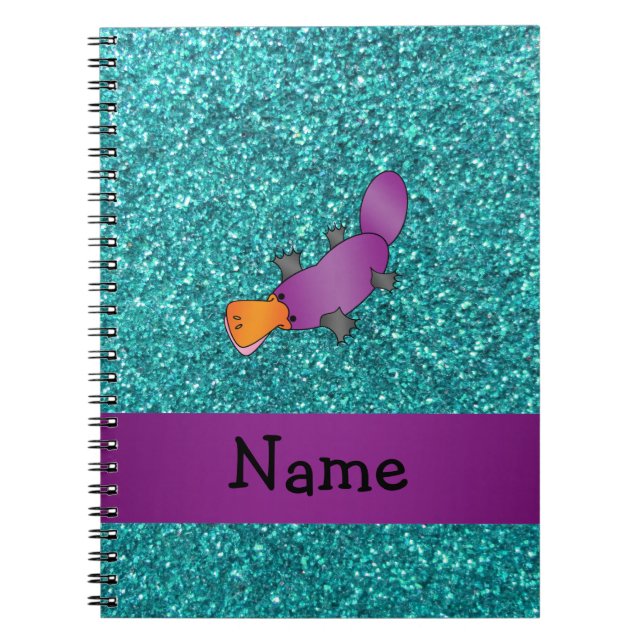 Caderno Espiral Nome personalizado platypus roxo (Frente)