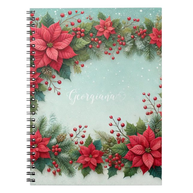 Caderno Espiral Nome Personalizado Prefácio de Molas Florais de Ág (Frente)