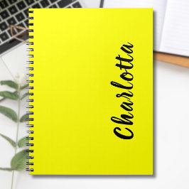 Caderno Espiral Nome Personalizado Preto | Cor Amarelo-Neão