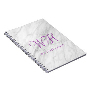Caderno Espiral Nome Personalizado Profissional Toque Mármore Bran