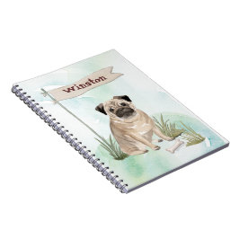 Caderno Espiral Nome Personalizado Pug Cãozinho