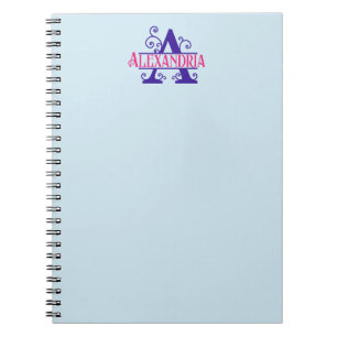 Caderno Espiral Nome Personalizado Rosa Purple Floral Monograma Pe