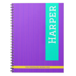 Caderno Espiral Nome Personalizado Roxo da Tendência