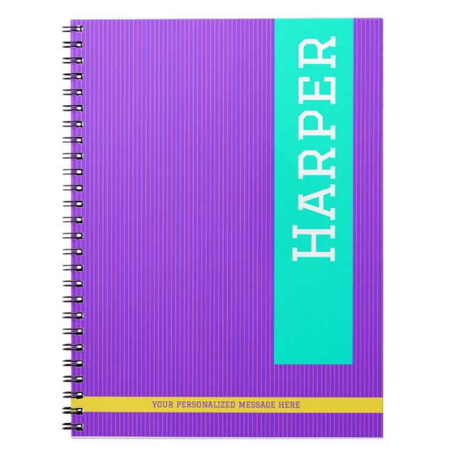 Caderno Espiral Nome Personalizado Roxo da Tendência (Frente)