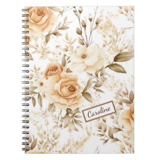 Caderno Espiral Nome Personalizado Rustic Modern Boho Rosa Neutro