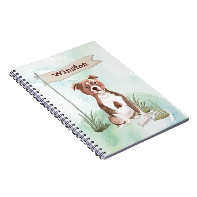 Caderno Espiral Nome personalizado Staffordshire Bull Terrier Pet  (Lado Direito)
