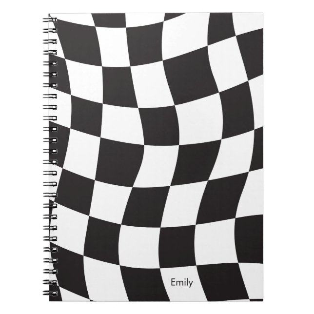 Caderno Espiral Nome Personalizado Xadrez (Frente)
