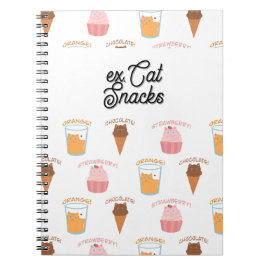Caderno Espiral Nome Personalizado Xícara Rosa e Padrão de Gato Pr