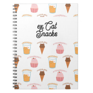 Caderno Espiral Nome Personalizado Xícara Rosa e Padrão de Gato Pr