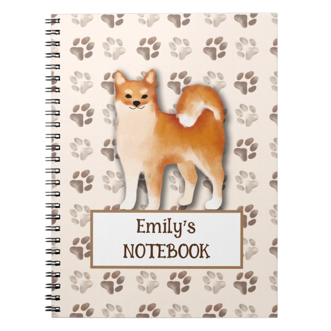 Caderno Espiral Nome personalizável de área de ocupação do cão Shi (Frente)