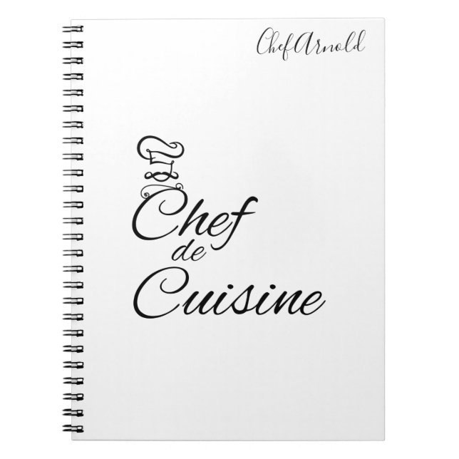 Caderno Espiral Nome Personalizável do Chef de Cuisine (Frente)