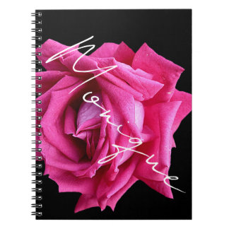 Caderno Espiral Nome personalizável Monique rosa quente rosa flora