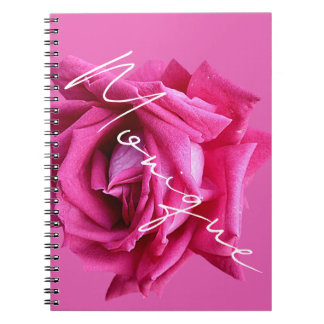 Caderno Espiral nome personalizável Monique rosa quente rosa flora