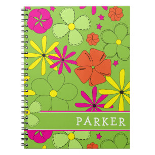 Caderno Espiral Nome Pessoal do Groovy Flower