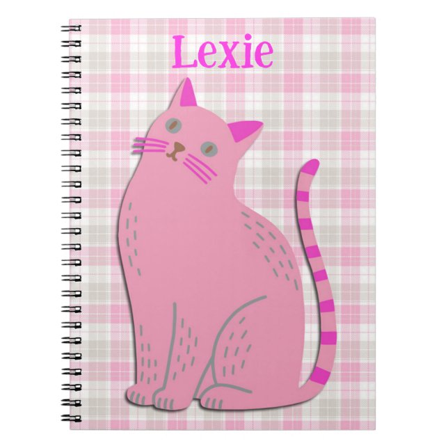 Caderno Espiral Nome pessoal Kitty Cat Notebook Diário a rosa (Frente)