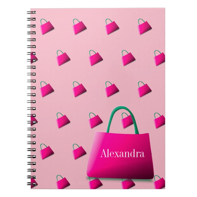 Caderno Espiral Nome Pessoal - Rosa Moderno (Frente)