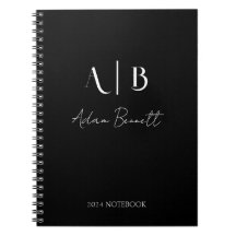 Nome preto das Iniciais do Monograma Personalizado