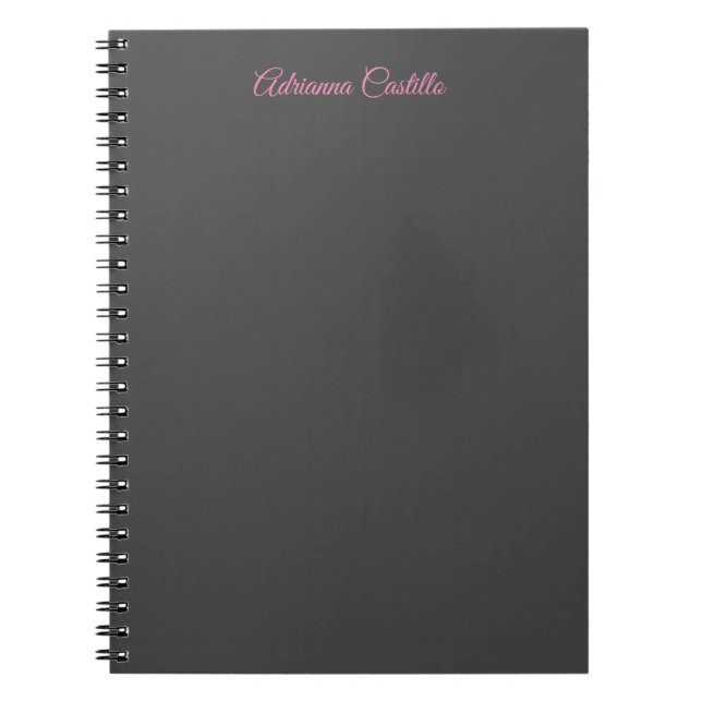 Caderno Espiral Nome Simples de Caligrafia Mínima Simples (Frente)
