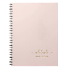 Caderno Espiral Nome Simples do Script Dourado Monograma Rosa Esbr