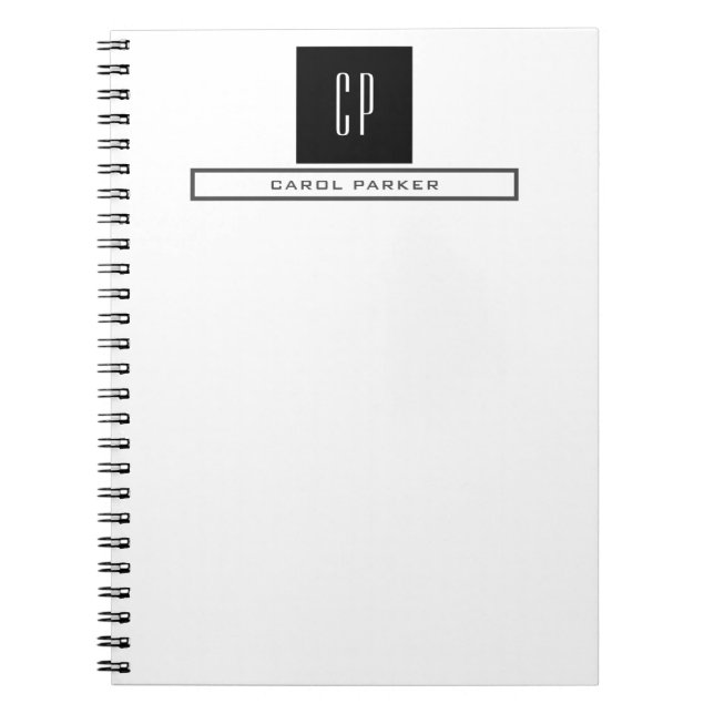Caderno Espiral Nome Simples Simples do Monograma Profissional Mod (Frente)