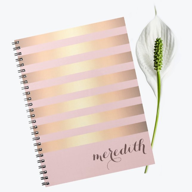 Caderno Espiral Nome Tinta Personalizada/Metálico Dourado Strike (Criador carregado)
