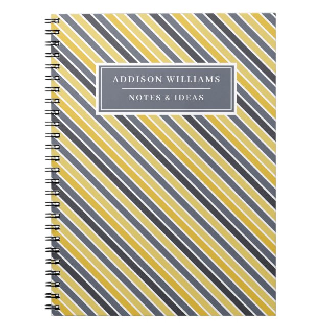 Caderno Espiral Nome Único - Cinza Amarela Personalizada (Frente)