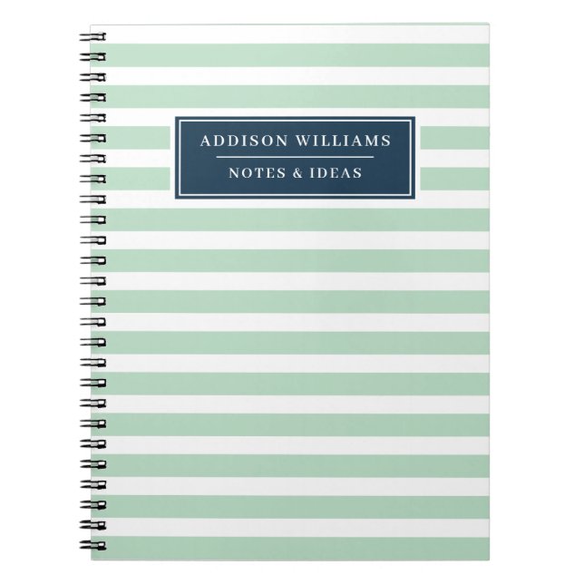 Caderno Espiral Nome Único Mint Green Pontos Brancos Personalizado (Frente)