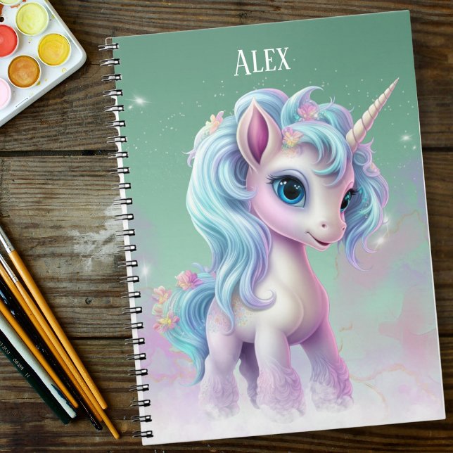 Caderno Espiral Nome Unicorn Personalizado (Custom Unicorn Name Notebook)