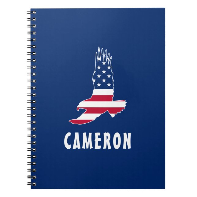 Caderno Espiral Nome USA Flag American Eagle America 4 De Julho (Frente)
