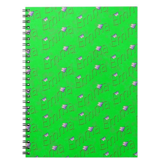Caderno Espiral Nome Verde Emma, Notebook (Frente)