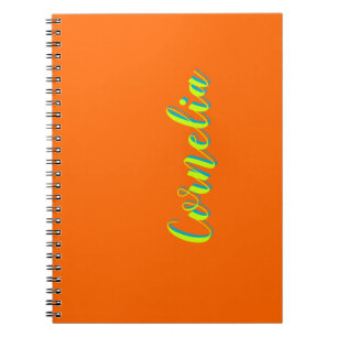 Caderno Espiral Nome Verde Primavera 3D Amarelo do limão   Funny O