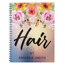 Caderno Espiral Nomeação Dourado floral moderna do cabelo do
