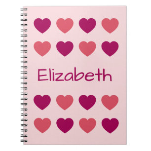 Caderno Espiral Nomes com Tons Lindos de Corações Cor-de-Rosa