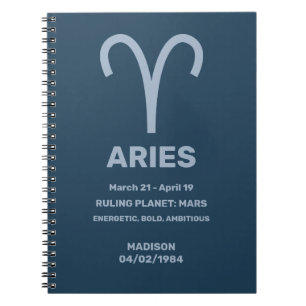 Caderno Espiral Nomes personalizados / Sinais de texto zodiosos