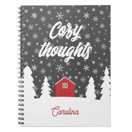 Caderno Espiral nórdico aconchegante, vermelho branco