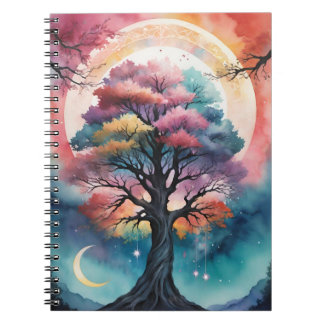 Caderno Espiral Norse Pagan Rainbow Yggdrasil Tree of Life Vibrant