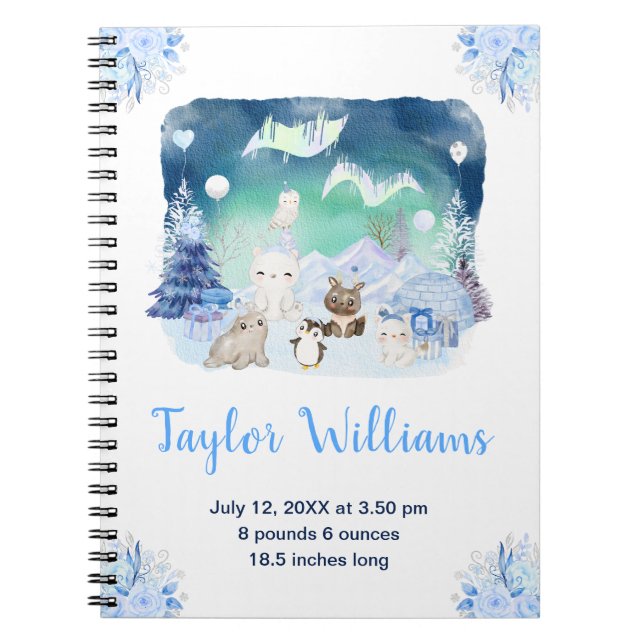 Caderno Espiral Northern Lights Arctic Animals Birth Statistics (Frente)