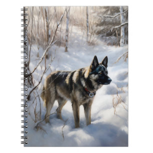Caderno Espiral Norueguês Elkhound Deixe Neve Natal