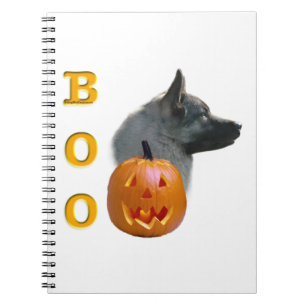 Caderno Espiral Norueguês Elkhound Halloween Boo
