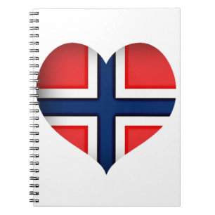 Caderno Espiral Norway Flag Heart