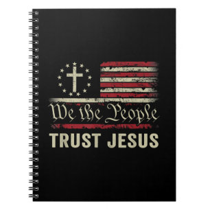 Caderno Espiral Nós, O Povo, Confiamos em Jesus - Bandeira dos EUA