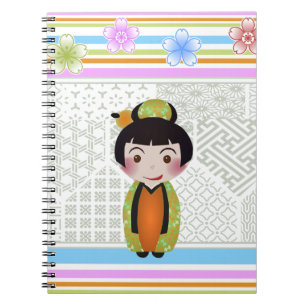 Caderno Espiral noshi do kokeshi
