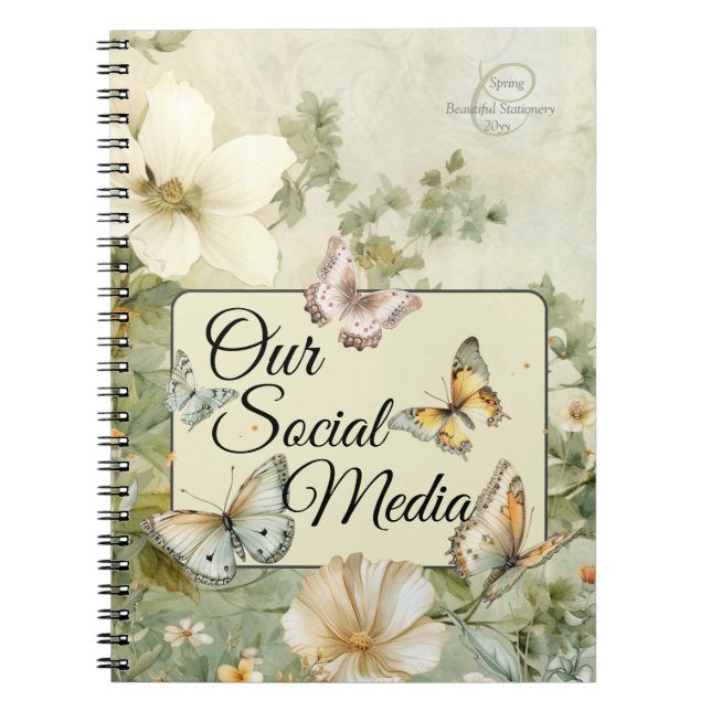 Caderno Espiral Nossa Mídia Social Algodão Chic Meadow Wildflower (Frente)